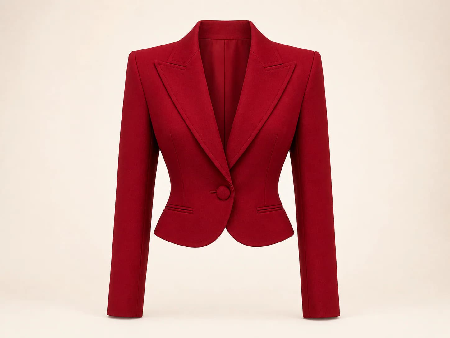 Cherry-red sculptural blazer product reference